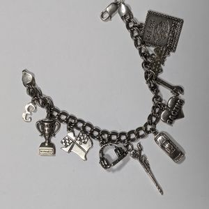 Vintage Italian Silver Racing Charm Bracelet